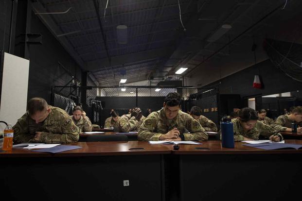 Students take a test Dec. 12, 2019, at Moody Air Force Base, Ga. (U.S. Air Force/Airman Azaria E. Foster)