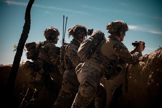 U.S. special operations service members conduct combat operations in support of Operation Resolute Support in Southeast Afghanistan, April 2019. (U.S. Army/Sgt. Jaerett Engeseth)