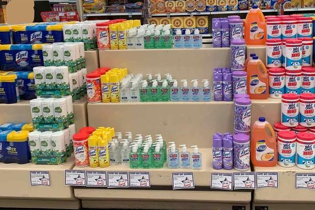 The Kirtland Air Force Base Commissary set up a “Be Germ free” product display.
