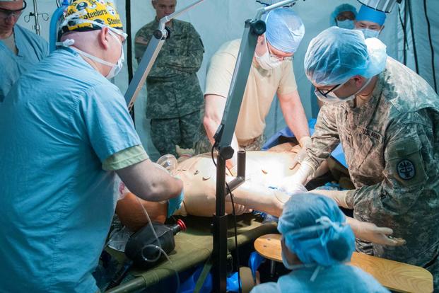 Madigan personnel participate in a surgical exercise held on Joint Base Lewis-McChord.