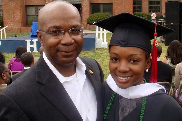 father and daughter on her graduation day