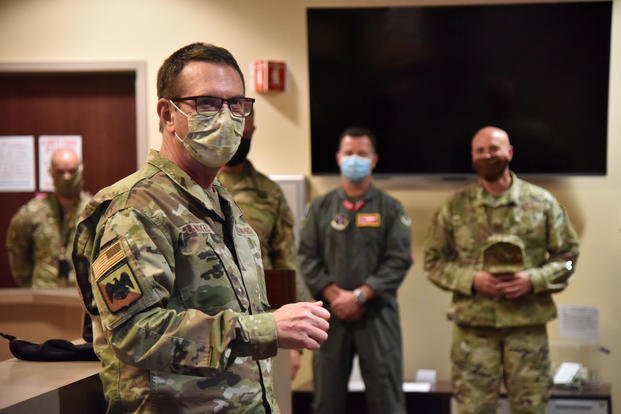 Gen. Joseph L. Lengyel visits with members of the Tennessee National Guard