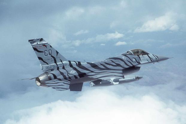 Following the traditions of the NATO/ EuroTiger Meet, the Colorado ANG painted this F-16C in dramatic "tiger" markings for the Tiger Meet of the Americas.