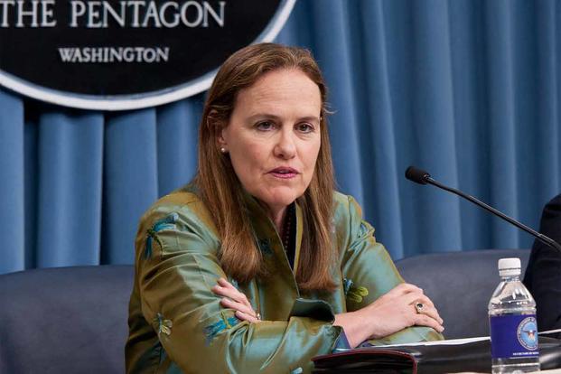 Then Under Defense Secretary for Policy Michele Flournoy briefs the press at the Pentagon