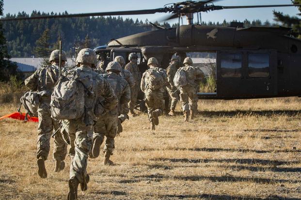 An Army squad conducts training on Joint Base Lewis-McChord, Washington, on Aug. 27, 2020.