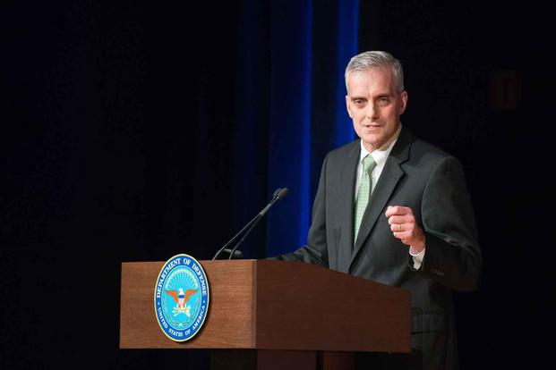 Denis McDonough at a farewell ceremony for Ash Carter.