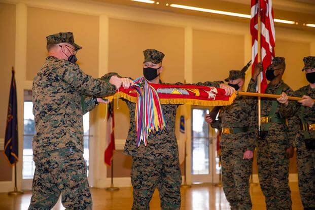 8th Marine Regiment deactivation ceremony on Camp Lejeune.