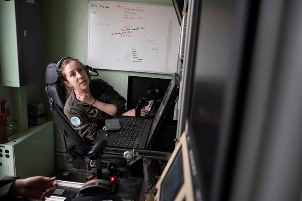 Major Tiffany recovers a MQ-9 Reaper during Exercise Agile Reaper.