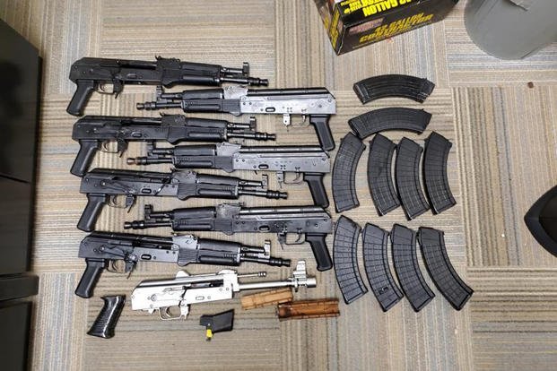 A National Guard soldier deployed to the southern border found a bag of guns in Texas