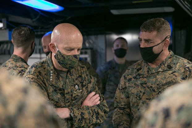 U.S. Marine Corps Gen. David Berger aboard USS Makin Island