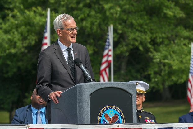 Denis McDonough, secretary of the Department of Veterans Affairs, at Quantico National Cemetery