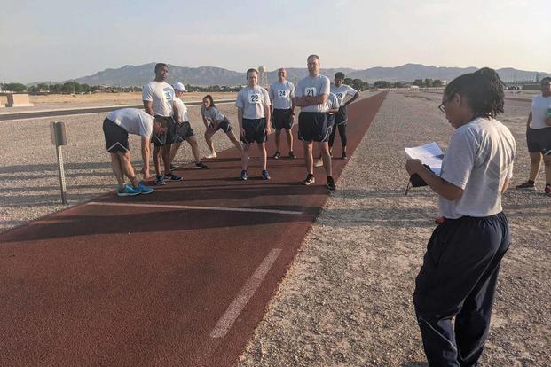 Airmen perform a diagnostic physical fitness test.