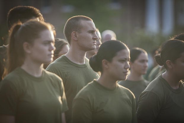 Officer candidates prepare for run.