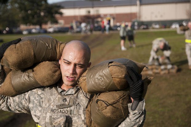 Carrying sandbags is a great way for a good workout.