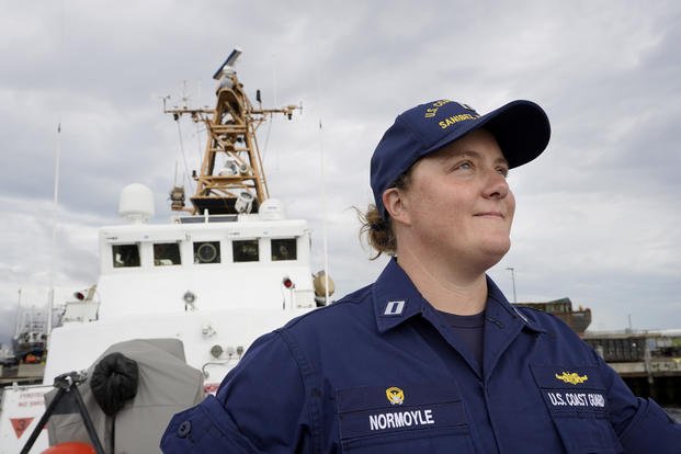 U.S. Coast Guard Lt. Kelli Normoyle, Commanding Officer of the Coast Guard Cutter Sanibel