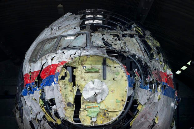reconstructed wreckage of Malaysia Airlines Flight MH17