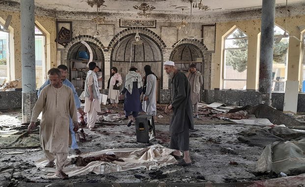 damage inside of a mosque following a bombing in Kunduz, province northern Afghanistan