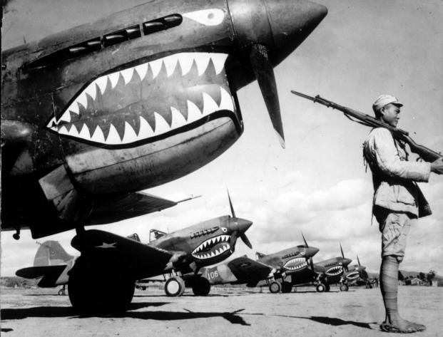 squadron of Curtiss P-40 fighter planes Flying Tigers