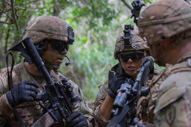 A squad leader discusses live-fire exercise training.