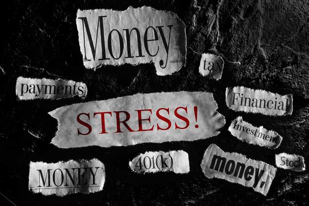 word cloud reflecting stress over money and finances