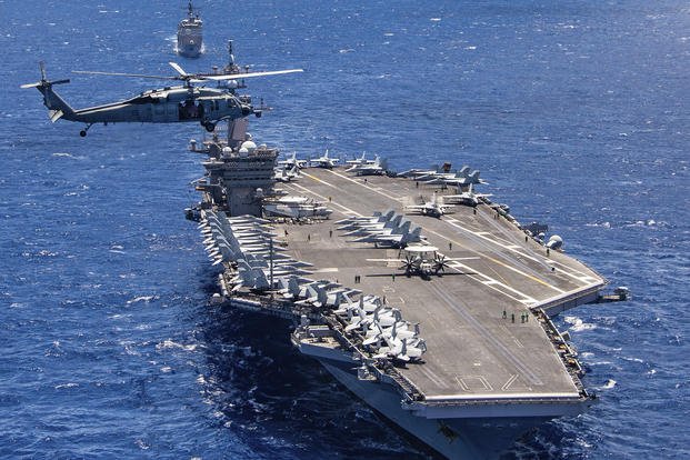 USS Carl Vinson participates in a group sail during the Rim of the Pacific exercise