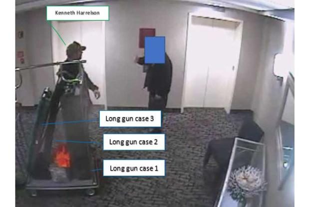 Still frames of Oath Keepers from security camera footage at a Comfort Inn