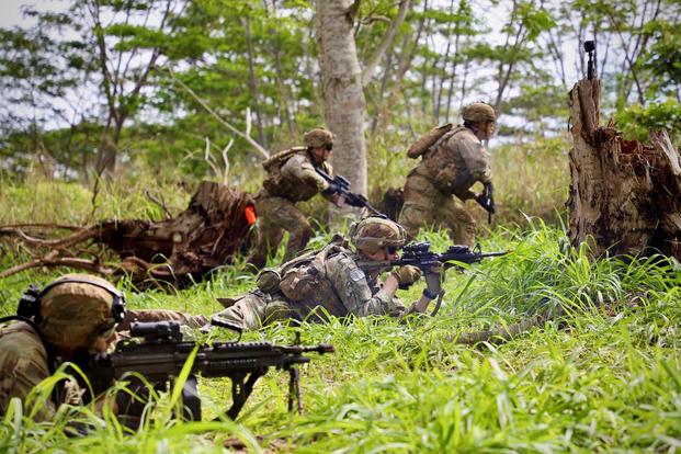 Soldiers conduct a team live fire on at Schofield Barracks.