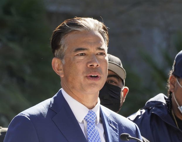 California Attorney General Rob Bonta speaks at a news conference