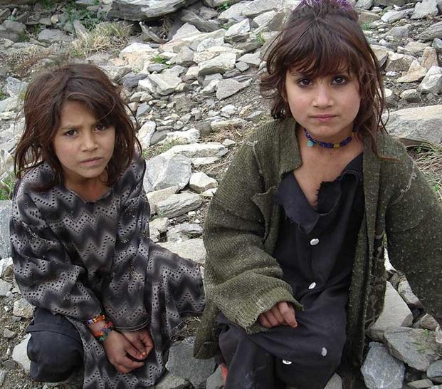 Two girls Elaine Little met while walking in the mountains in Afghanistan.