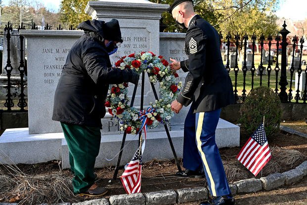 Wreath laid at former President Franklin Pierce's grave.