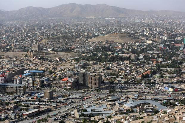 Photo taken from Kabul Mountain shows the layout of Kabul.