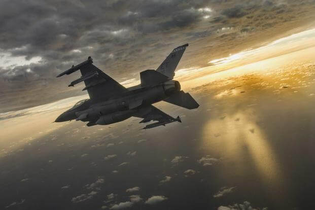 A F-16 is flies during a mission at Eglin Air Force Base.