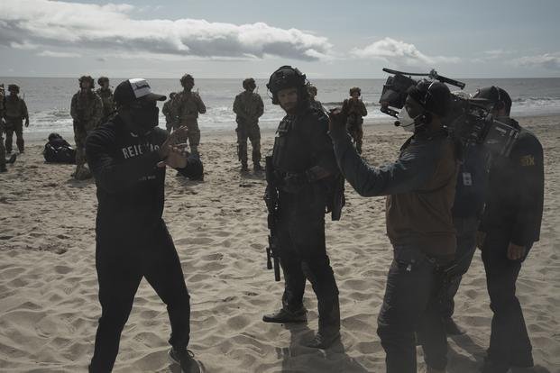 Antoine Fuqua (pilot director, executive producer) directs Chris Pratt (executive producer, “James Reece”) on the set of "The Terminal List." (Amazon) The Terminal List Antoine Fuqua Chris Pratt