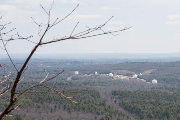 An overlook provides a hillside view of New Boston Air Force Station, New Hampshire