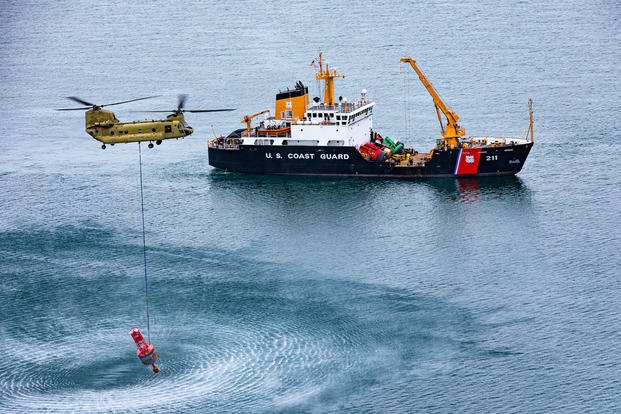 Army CH-47 assists in Coast Guard training exercise