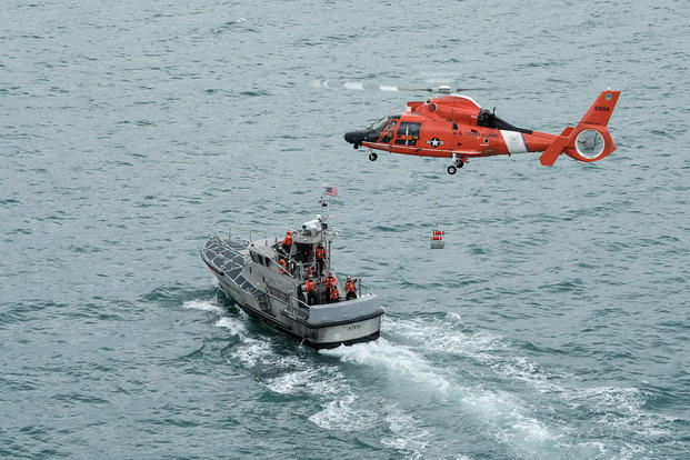 MH-65 Dolphin helicopter crew from Coast Guard Air Station Humboldt Bay