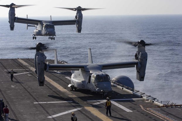 Ospreys land on USS Kearsarge