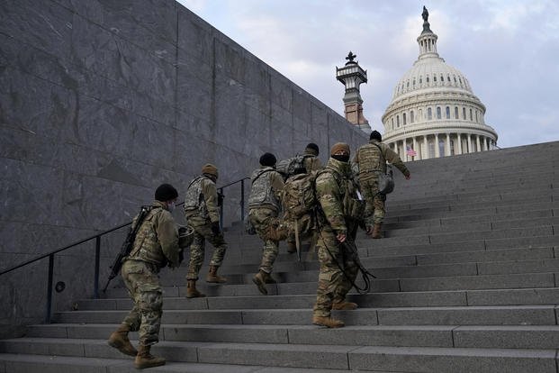 National Guard members near the U.S. Capitol building.