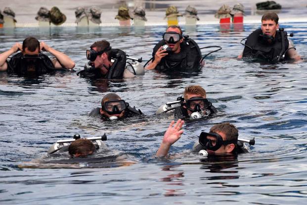 U.S. Air Force diving students at Naval Support Activity Panama City.