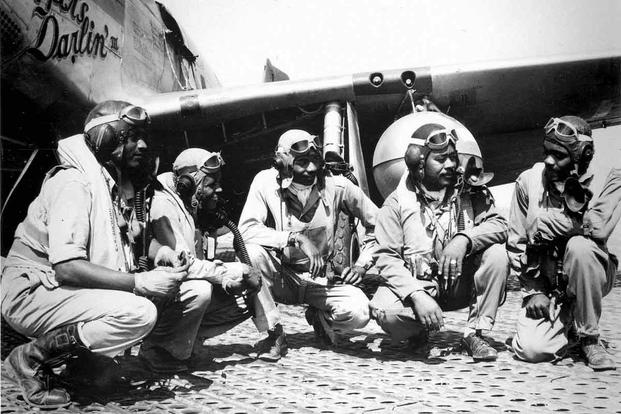 Members of the Tuskegee Airmen during World War II.
