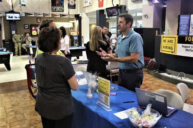 Fort McCoy community members participate in a job fair at Fort McCoy, Wis.