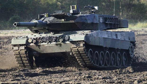 Leopard 2 tank is pictured during a demonstration event held for the media by the German Bundeswehr