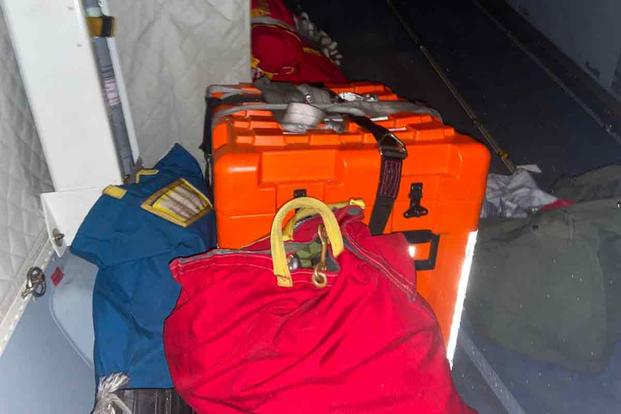 Supplies meant for stranded mariners and migrants are set in the back of a U.S. Coast Guard C-144 Ocean Sentry plane Saturday, Jan. 14, 2023. (David Goodhue/Miami Herald/TNS) Supplies for stranded mariners and migrants in a C-144 Ocean Sentry.