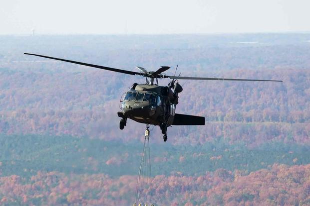 An Alabama National Guard UH-60 Black Hawk helicopter.