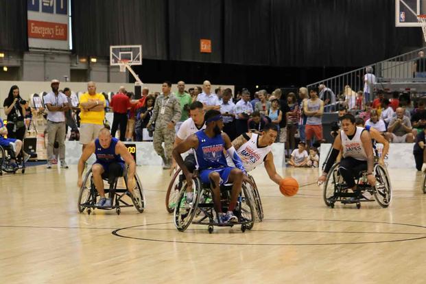 Team Army’s wheelchair basketball match against Team Air Force.