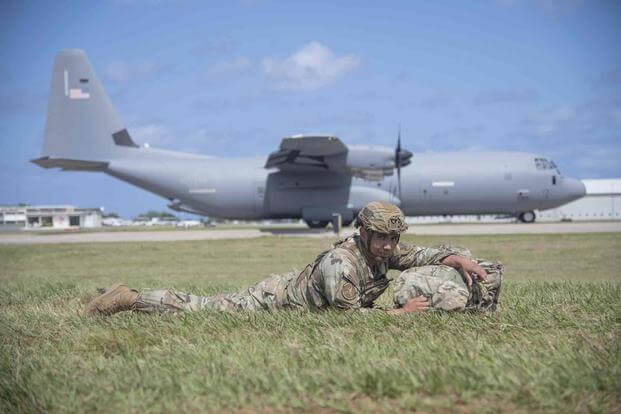 Airman during simulated airfield seizure in Puerto Rico.