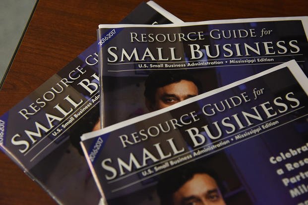 A small business magazine is on display during the U.S. Small Business Administration Workshop at Keesler Air Force Base, Mississippi.