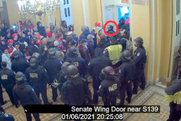David Elizalde, circled in red, appears on security video inside the U.S. Capitol.