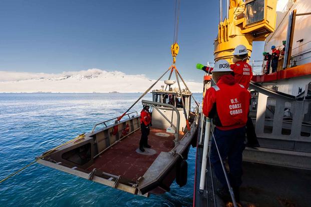 Crew of Coast Guard heavy icebreaker Polar Star prepares for training.