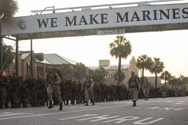 Recruits complete the Crucible on Marine Corps Recruit Depot Parris Island.